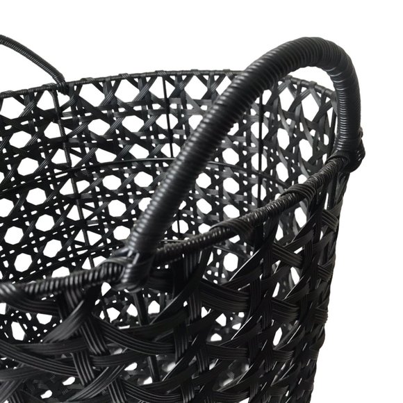 NEW NWT Kensie Storage Basket Tote Hamper Organizer Bin Woven Black 16" Tall - Picture 3 of 14